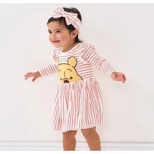 Little Sleepies Winnie the Pooh Flutter Skater Bamboo Bodysuit Dress 12-18 Month